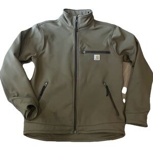 Carhartt 102199 Crowley Jacket Men Small Brown Water Repellent Zip Pocket Nylon‎